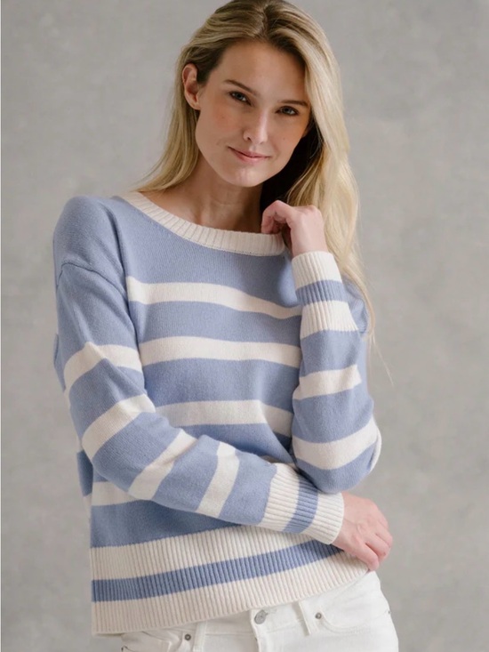 B. Draddy Sweaters - B. Draddy $500 ELLA STRIPE CREW SCOTTISH CASHMERE sz M